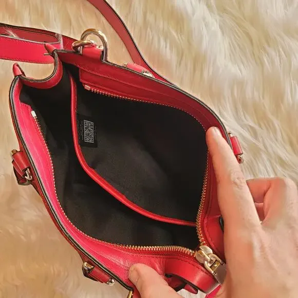 Rebecca Minkoff Purse Micro Bedford Zip Satchel Scarlet Red Crossbody Bag Tote - Picture 5 of 8